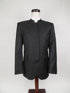 Hook & Eye Suit - 100% Wool - Dark Charcoal Check with Wine Overcheck - 1001-4WHWPCV