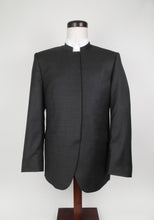 Load image into Gallery viewer, Hook &amp; Eye Suit - 100%  Wool - Dark Charcoal Check with Wine Overcheck - 1001-9WHNPCV
