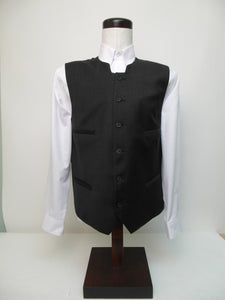 Vest - 6 Button - Full Straight Front Style  - 100% Wool - Dark Plain Charcoal - 101038-1VFL