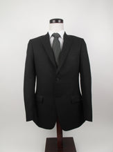 Load image into Gallery viewer, 2 Button Suit - No Vent - 100% Polyester - Black Herringbone - 1319BLA-28NVW
