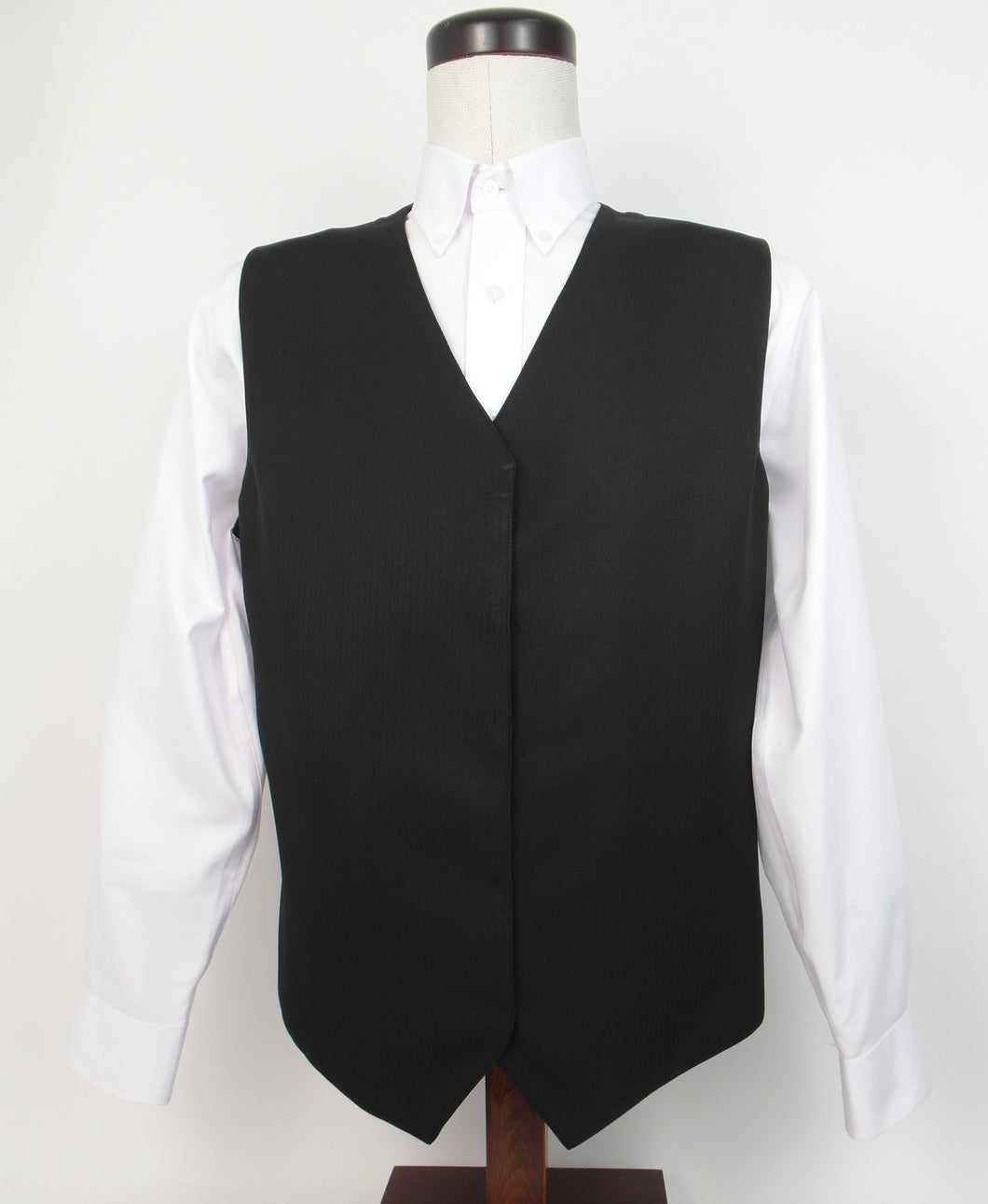 Vest - Hook & Eye - V Front Style - 100% Polyester - Black Herringbone - 1319BLA-4VFFW