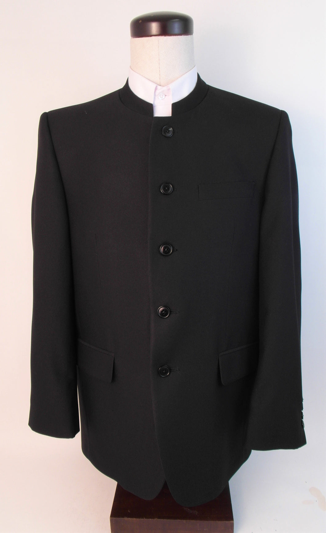 5 Button Suit - 100% Polyester - Plain Black Gabardine - 167-4CVW