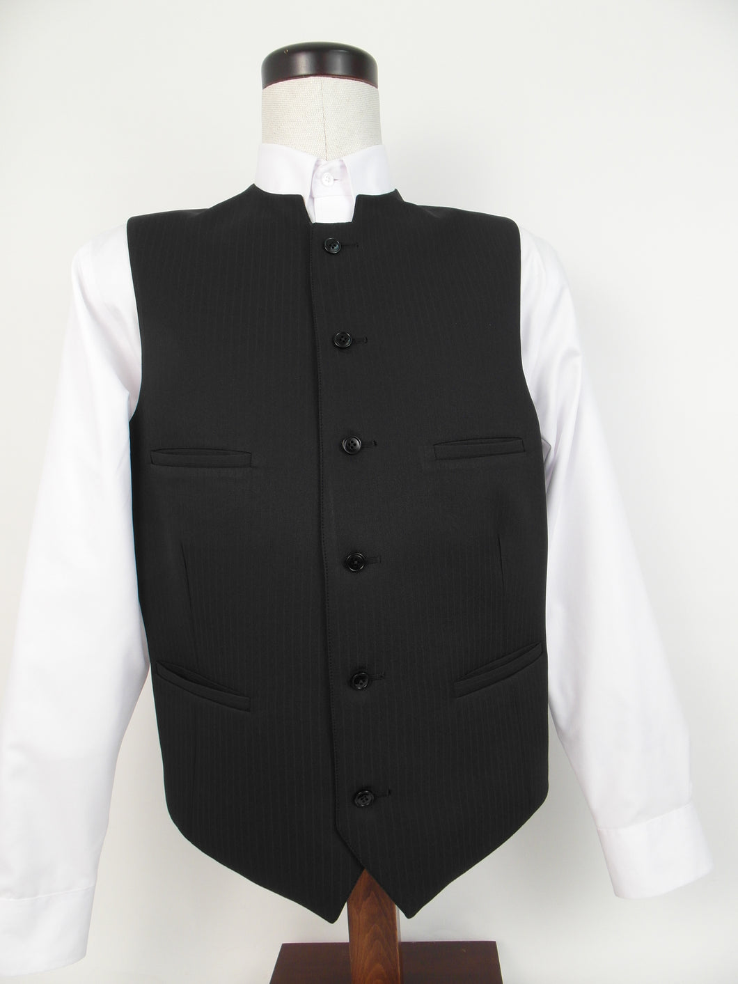 Vest - 6 Button - Full Straight Front Style  - 100% Polyester - Black Tone on Tone  - 168-1VFLW