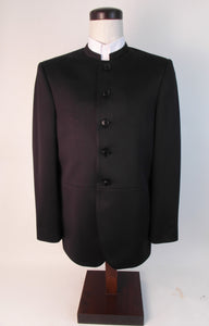 Frock Style - 5 Button Suit, 100% Polyester - Plain Black Doeskin Menswear - 171-15CW