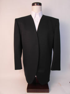 MUTZA Hook & Eye Suit with BROADFALL FLAP FRONT PANT  - 100% Polyester - Plain Black Doeskin - 171-8CW