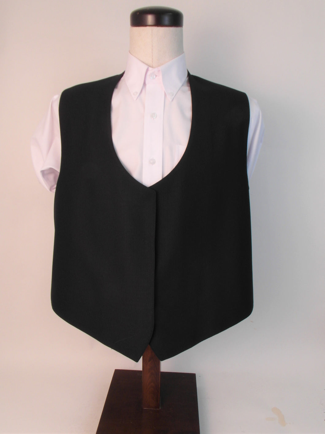 Vest - Hook & Eye - Rounded Front Style - 100% Polyester - Plain Black - 176-5VFFCVW