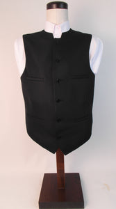 Vest - 6 Button - Full Straight Front Style  - 100% Polyester - Black Subtle Tone on Tone - 176R-1VFLW