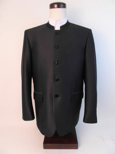 5 Button Suit - 100% Polyester - Black Tone On Tone Stripe ( Swedish Knit ) - 177-4CVW