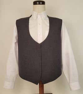 Vest - Hook & Eye - Rounded Front Style - 55% Poly / 45% Wool Blend - Plain Mid Charcoal Grey Tropical - 179-5VFFW