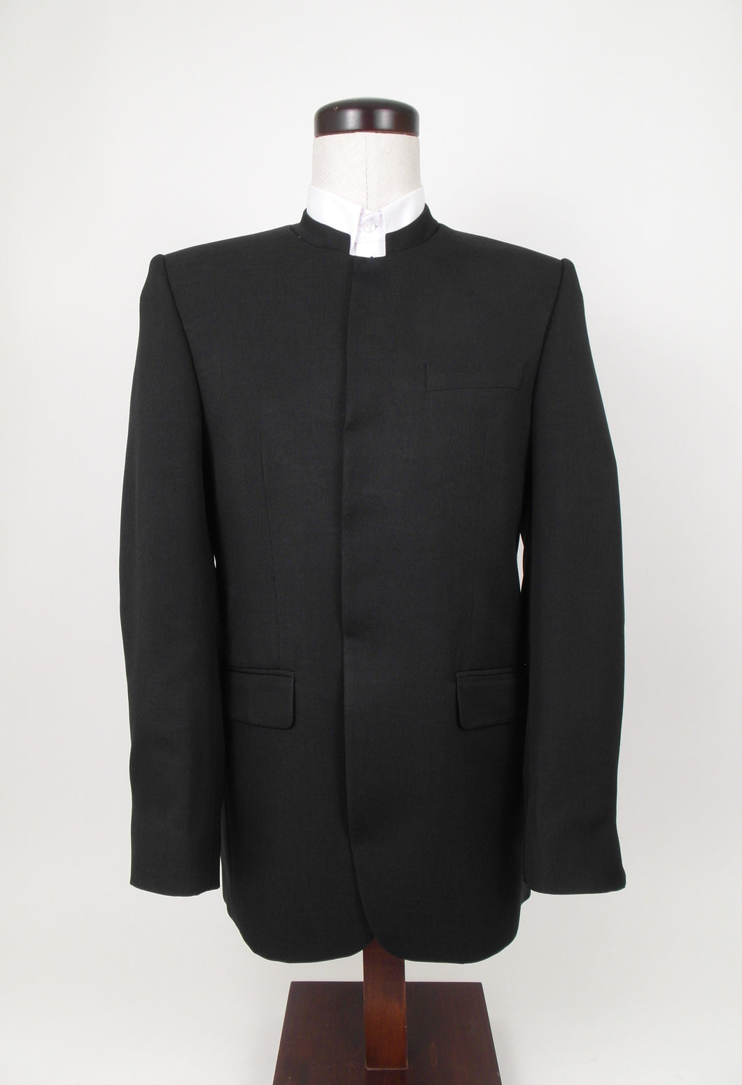 No Closure Suit  - 100% Polyester - Plain Black Sharkskin - 181BL-4NBNHCV