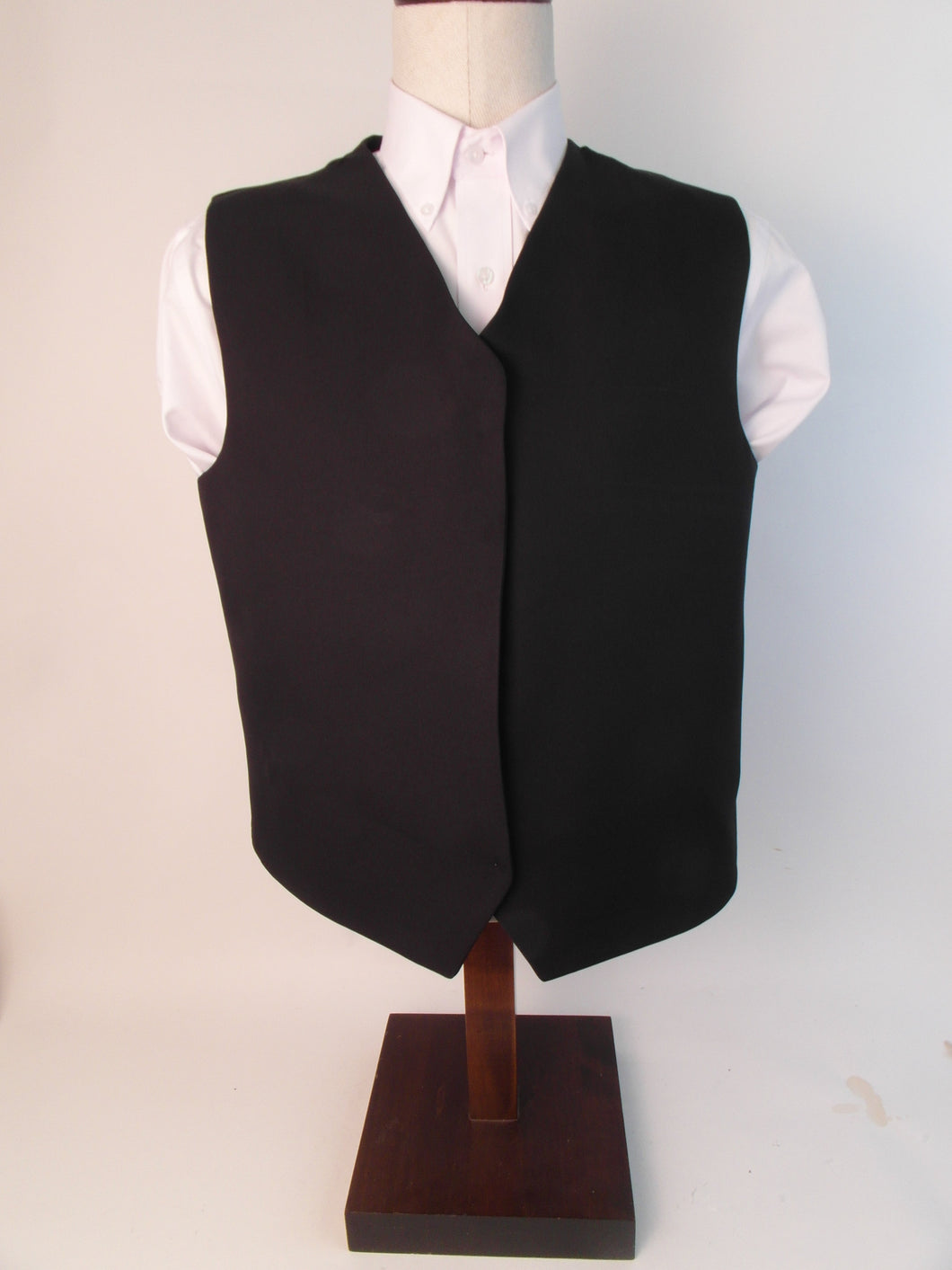 Vest - Hook & Eye - V Front Style  - 100% Polyester - Plain Black Sharkskin - 181BL-4VFF