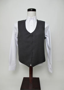 Vest - Hook & Eye - Rounded Front Style - 100% Polyester - Plain Dark Grey Sharkskin - 181DGS-6VFFW