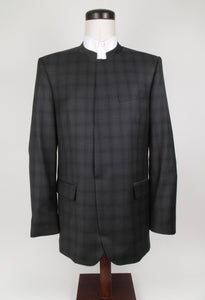 No Closure Suit - 100% Wool - Dark Charcoal with Black Tone on Tone Check - 3003-4NBNHCV