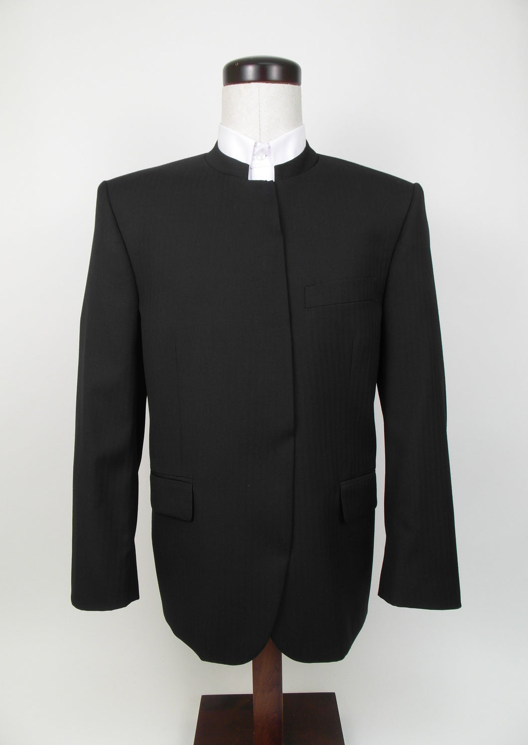 Hook & Eye  Suit - 100%  Wool - Plain Black - Medium Weight - 4679-4WHWPCV