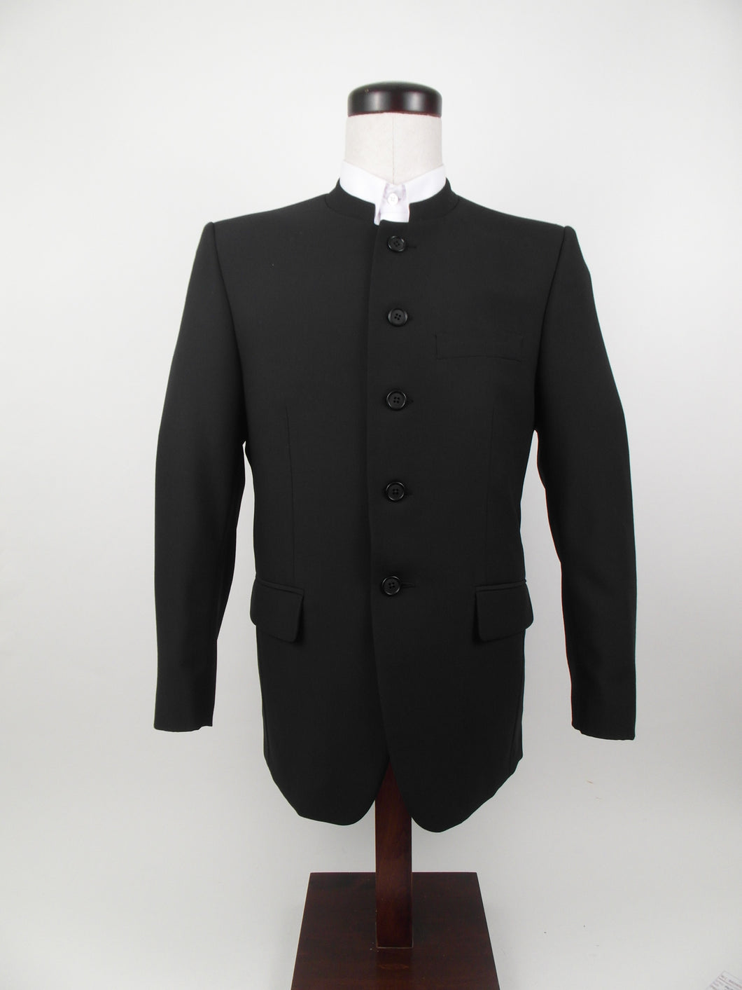 5 Button Suit - 100% Wool - Plain Black - High Quality - 4679-4CV