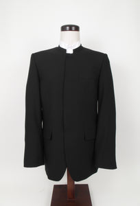 No Closure Suit - 100% Wool - Plain Black - Medium Weight - 4679-4NBNHWPCV