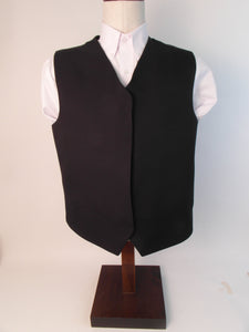 Vest - Hook & Eye - V Front Style  - 100% Wool - Plain Black - 4679-4VFF