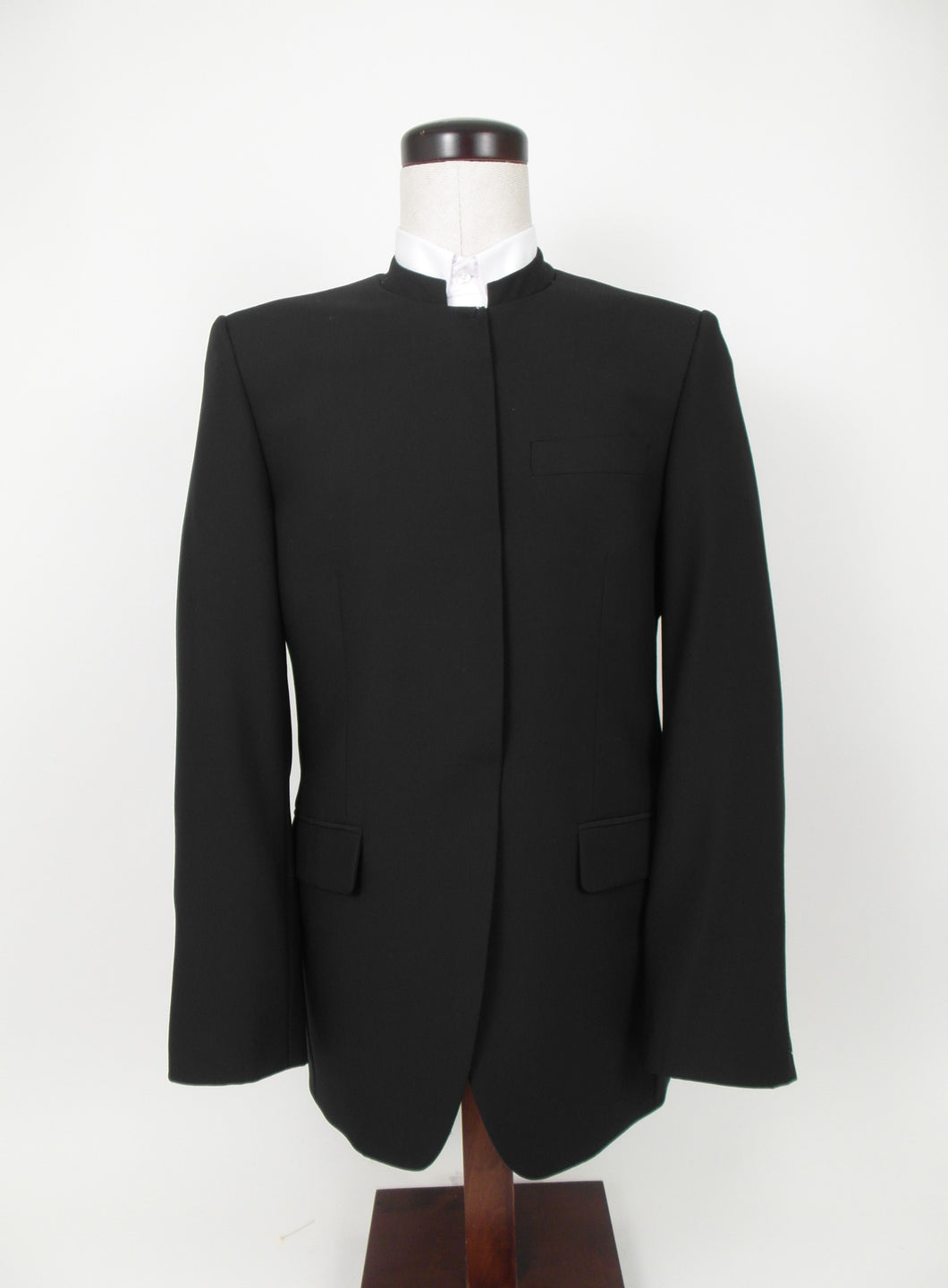 Hook & Eye Suit - 100% Wool - Plain Black - High Quality - 4679-9WHNPCV