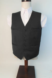 Vest - 5 Button - V Front Style  - 100% Wool - Plain Mid- Grey - 5699-2VFL