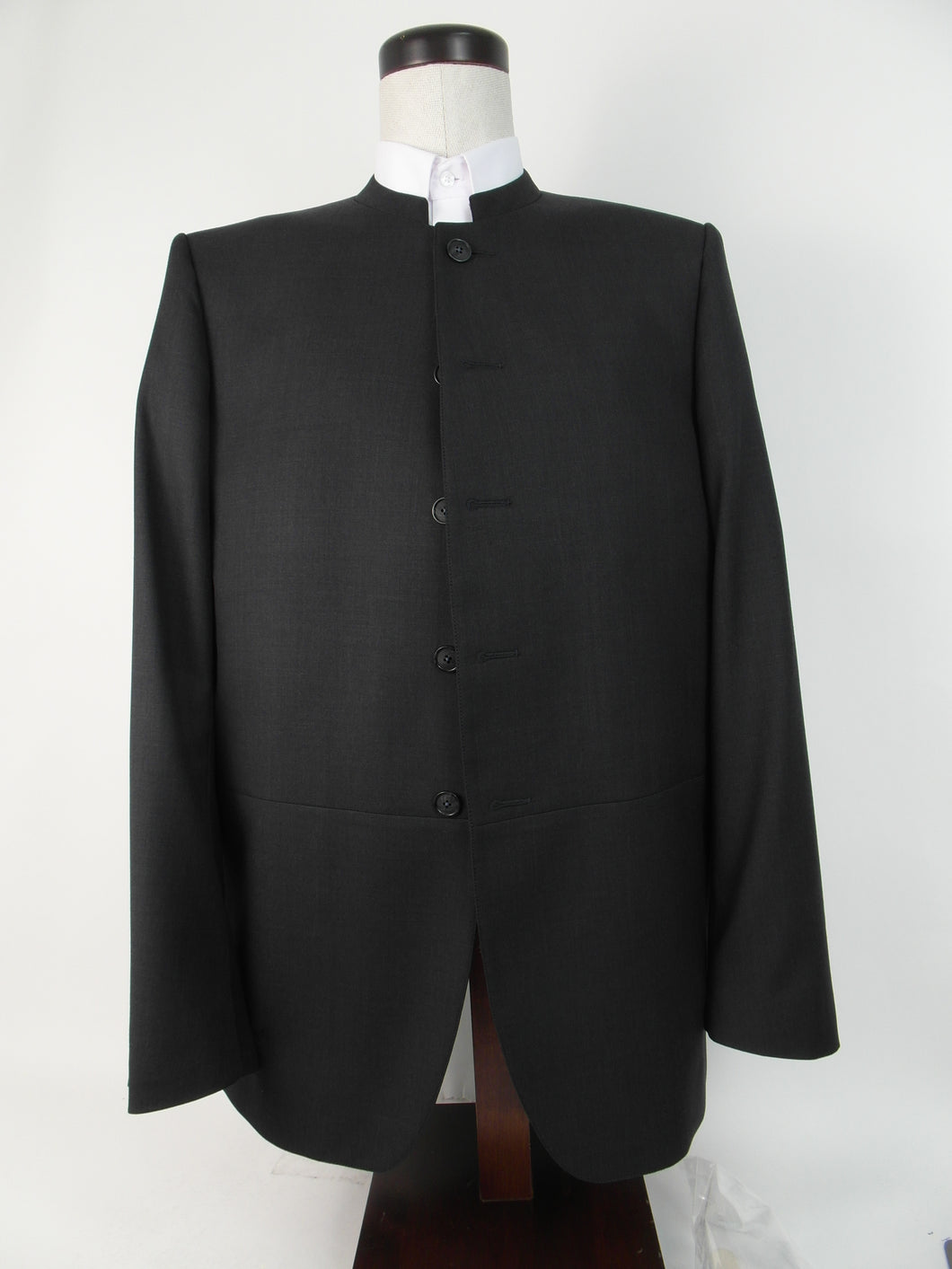 Frock Style - 5 Button Suit - 50% Poly / 50% Wool Blend -  Plain Dark  Charcoal - 60093-15C