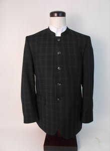 5 Button Suit - 50% Poly / 50% Wool Blend - Black/Dark Charcoal Check - 61005-4SV