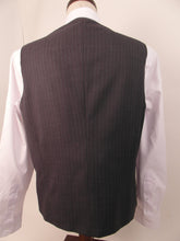 Load image into Gallery viewer, Vest - 6 Button - V-Front Style  - 50% Poly / 50% Wool Blend - Mid Grey with Subtle Blue Stripe - 61019-7VFF
