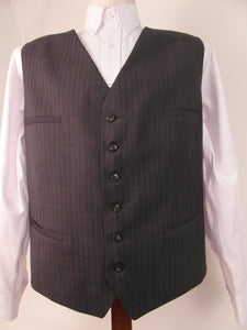 Vest - 6 Button - V-Front Style  - 50% Poly / 50% Wool Blend - Plain Dark Charcoal - 60093-7VFF