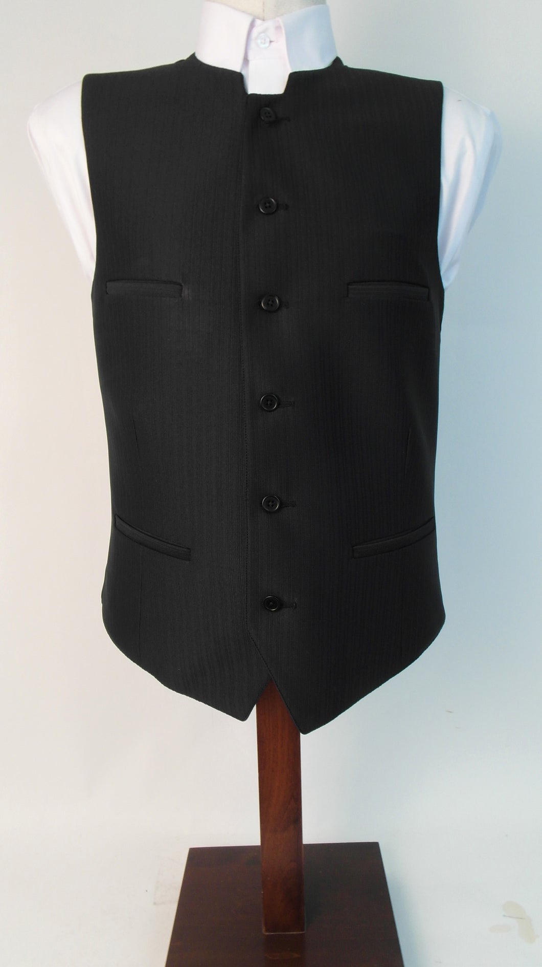 Vest - 6 Button - Full Straight Front Style  - 100% Polyester - Black Tone on Tone  177-1VFLW