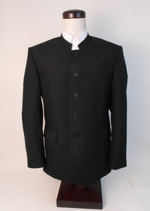 5 Button Suit - 55% Poly / 45% Wool Blend - Plain Black - Medium weight - PWF933-4CV