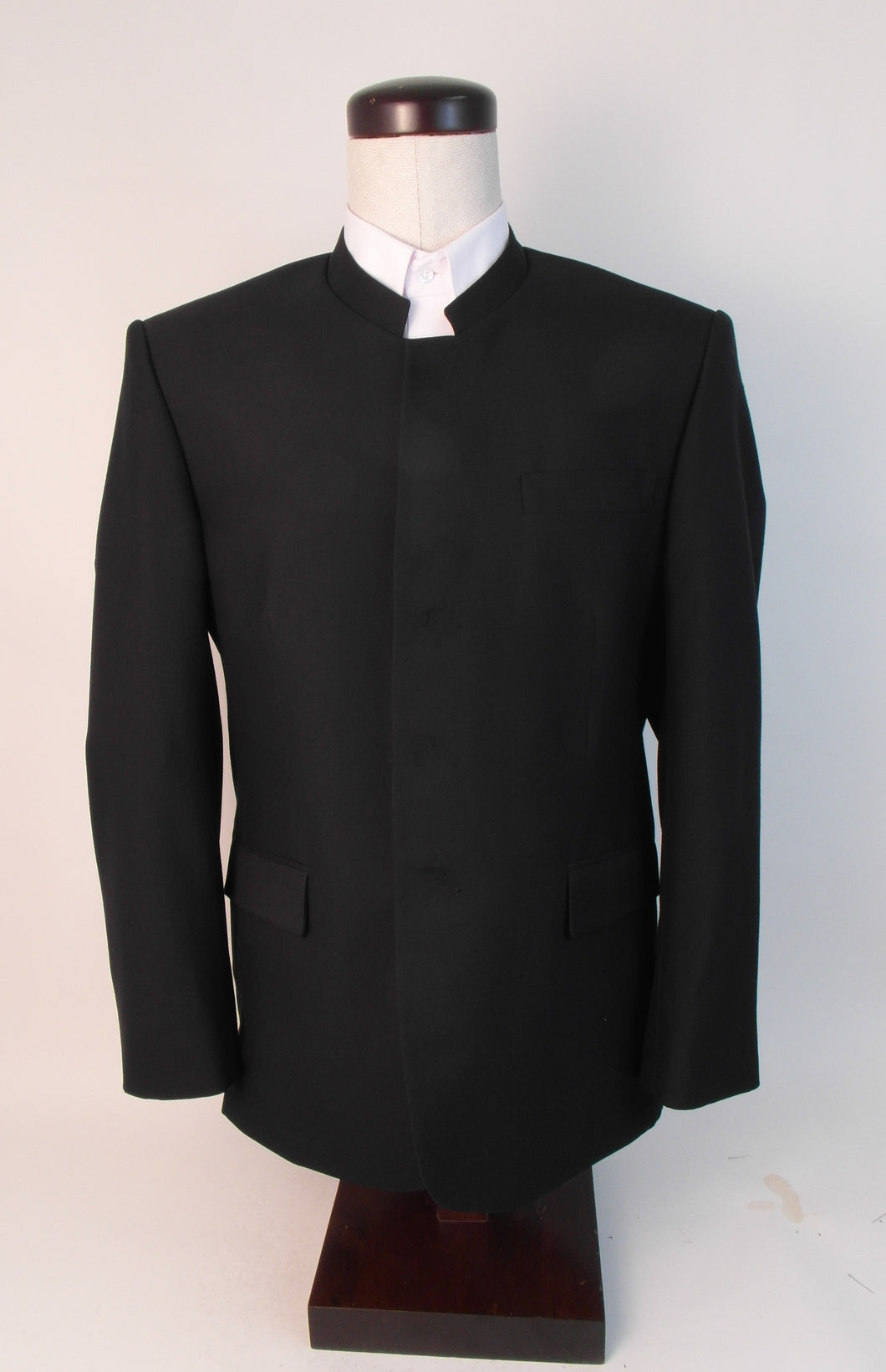 No Closure Suit - 55% Poly /45% Wool Blend , Plain Black - Medium Weight -  PWF933-4NBNHWPCV